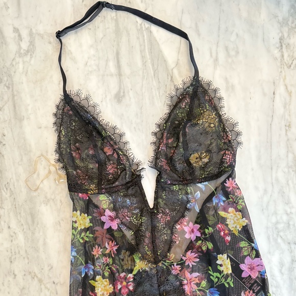 Victoria's Secret Black Floral Lace Bodysuit - Picture 2 of 7